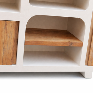 Mueble para TV de Madera de Acacia MAYA |   Mueble Bajo de Estilo Japonés Minimalista |   Consola Multimedia de Madera Maciza con 3 Estantes, Mueble Ecológico y Duradero - Product Image 4