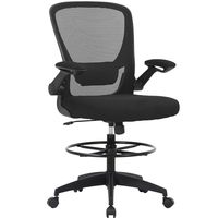 Chaise de bureau ergonomique moderne haute pour bureau debout, avec repose-pieds réglable, accoudoirs rabattables, soutien lombaire, en nylon