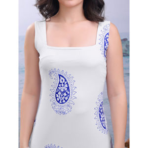 Vestido de fiesta elegante ajustado sin mangas con cuello cuadrado y estampado Floral para mujer, tejido pesado importado estirable por debajo de la rodilla - Product Image 2