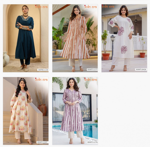 Wholesale Cotton Printed Stylish <b>Kurti</b> WIth Bottom Collection rate Available at Discounted Rates - Product Image 6