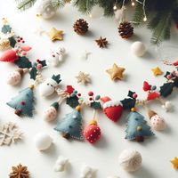 Guirlande de Noël en feutre de laine de Nouvelle-Zélande écologique de l'Himalaya, personnalisable, durable, élégante, décorations festives sur mesure