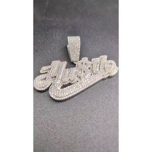 Colgante de Lujo Hip Hop con Letra Inicial Personalizada, Plata de Ley 925, Bañado en Rodio, con Diamantes Moissanite VVS, para Uso Unisex - Product Image 6