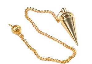 Pendule de radiesthésie en laiton plaqué argent avec chaîne pour la guérison et la divination Reiki Pendules en cuivre en gros - Product Image 2