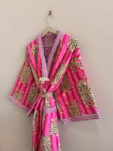 Bata Kimono Reversible Acolchada de Algodón Suave, Bata de Baño Unisex, Chaqueta Larga - Product Image 6