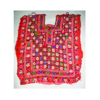 Applique vintage afghane pour femme, style tribal Baloch Banjara, en coton fait main, à coudre, pour encolure, broderie et travail de miroirs, Halloween