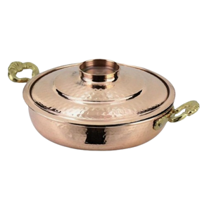 Utensilios de cocina de cobre con mango de latón al por mayor respetuosos con el medio ambiente hechos a mano Kadai con mango de latón para cocina de restaurante en casa - Product Image 1