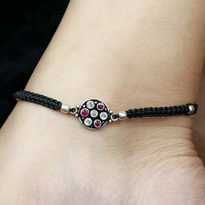 925 Silver <b>Anklet</b> Aasma Nazakat Cute <b>Gold</b> Plated Ruby and Zircon with Diamond Heart Pattern Single Piece for Party or Gift - Product Image 4