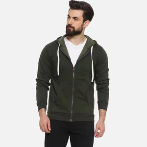 Sudadera con Capucha Personalizada de Invierno para Hombre y Mujer, Unisex, 100% Algodón, Forro Polar, Cuello Alto, Bolsillo con Cremallera, Color Verde Sólido, Impermeable, para Correr - Product Image 1