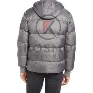 เสื้อแจ็คเก็ตพัฟเฟอร์ฤดูหนาวคุณภาพสูงสำหรับผู้ชาย ดีไซน์ใหม่ทันสมัย มีฮู้ด โลโก้ด้านหน้า บริการ OEM - Product Image 2