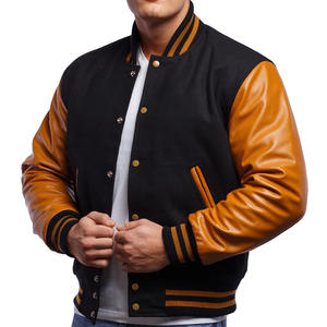 Chaqueta universitaria de cuero de lana de alta calidad para hombre, abrigo de invierno con cuello levantado, diseño personalizado, lienzo, patrón de moda terminado - Product Image 4