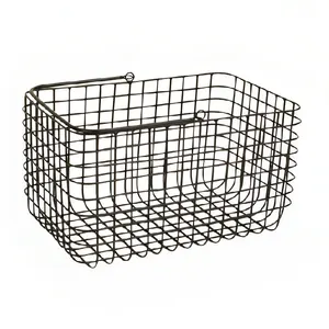 易于携带手柄的金属丝网金属篮子方便设计储物组织器耐用铁宽篮子