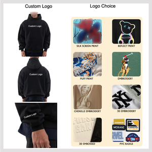 Sweat à capuche surdimensionné en coton polaire Sudaderas Pull en éponge française Sweat à capuche lourd Épaule tombante Sweats à capuche personnalisés pour hommes - Product Image 6