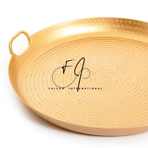 Bandejas Redondas de Metal de Buena Calidad con Acabado Personalizado y Asas para Servir Desayuno, Platos y Comida, Estilo Único - Product Image 2