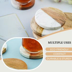 Marble and Acacia Wooden <b>Coasters</b> for <b>Table</b> at Home Hotel Restaurant and bar Usage Accessories home and kitchen <b>coasters</b> - Product Image 6