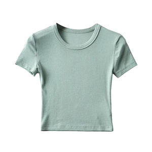 Venta al por mayor de camisetas de verano para mujer Fitness Sports Crop Top Camisas ligeras de algodón de lujo para las mujeres - Product Image 1