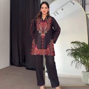 <b>Women's</b> Silk Printed Work Coordsets Customized Half Sleeves Gaadi Style <b>Kurta</b> <b>Set</b> <b>for</b> Party Weddings Graduations - Product Image 1