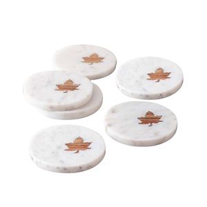 ชุดถาดรองแก้วหินอ่อนแบบสั่งทำลายหรูหราและฝังโลหะเสื่อและแผ่นรองสำหรับเครื่องดื่มส่วนบุคคล - Product Image 1