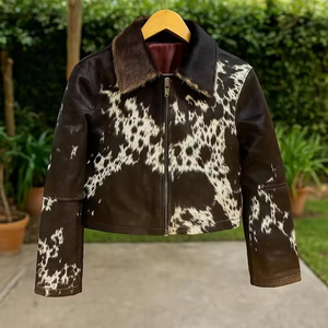 แจ็คเก็ตบอมเบอร์หนังแกะผู้ชาย ออกแบบ OEM ตามสั่ง กระเป๋าซิป กันน้ำ เป็นมิตรกับสิ่งแวดล้อม สไตล์วินเทจ โลโก้ด้านหน้า สำหรับฤดูหนาว - Product Image 6