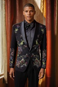 ชุดแต่งงานปักลายดอกไม้สำหรับผู้ชายแจ็คเก็ตสูทธุรกิจกระดุมเม็ดเดียวทรงสลิมฟิตทางการ - Product Image 6