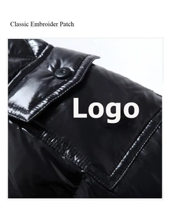 Manteau d'hiver matelassé pour homme, noir brillant, à capuche, fermeture éclair, motif léopard, emballage en forme de tambour, vêtement d'extérieur chaud et tendance - Product Image 6