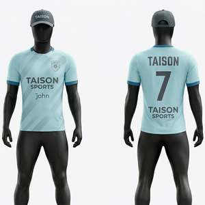 Camiseta de Fútbol para Hombre, 160 GSM, Poliéster Interlock, Diseño de Panel Degradado Azul Cielo, Sublimación, Logotipo Personalizado, Ropa de Equipo - Product Image 1
