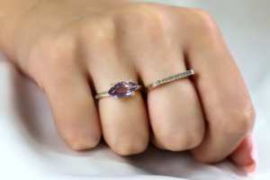 Forma de ojo, piedra preciosa facetada de amatista púrpura, ajuste de punta de Plata de Ley 925 sólida, anillos solitarios de piedras preciosas moradas, joyería fina - Product Image 2