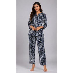EVOLOVE X DOZIE Conjunto de Pijama de Algodón Premium para Mujer con Cuello de Lazo y Cintura Elástica - Sostenible y Suave - Product Image 4
