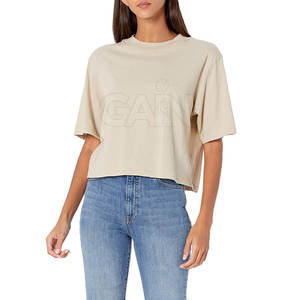 Marque privée manches courtes femmes haut court T-Shirt couleur unie fabricant T-shirt durable pour dames - Product Image 3