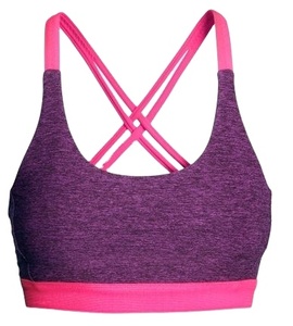 Sujetador Deportivo de Yoga con Diseño a Cuadros Morado Jaspeado, Decoración de Encaje, Alta Sujeción, Diseño Sin Costuras, Sin Tirantes, Spandex/Poliéster - Product Image 1
