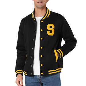 Veste de baseball en laine vintage à manches en cuir avec logo brodé personnalisé de grande taille pour hommes, veste de designer - Product Image 1