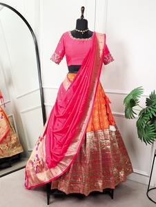 Latest Designer Jacquard Silk Zari Weaving Work Lehenga Choli High Quality Cotton Silk for Adults for Wedding Party by Fab Zone - Product Image 4