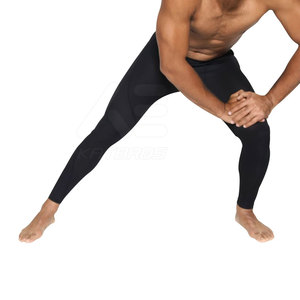 Leggings de yoga sans couture pour hommes, taille mi-haute, noir uni, en Spandex et Polyester, taille élastique, séchage rapide, respirant - Product Image 4