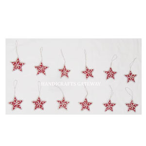 El Mejor Fabricante Indio de Bordados Zari con Trabajo de Cuentas, Adornos Navideños de Estrellas Colgantes para Decoración Navideña - Product Image 1