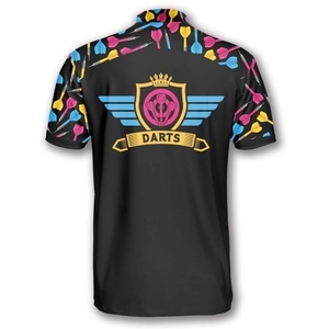 Chemises de sublimation pour joueurs de fléchettes professionnels, logo personnalisé, uniformes d'équipe, fabriquées en polyester léger et respirant - Product Image 6