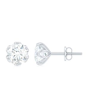 ต่างหูสตั๊ดโซลิแทร์925ประดับตะกร้าดอกบัวเงินสเตอร์ลิงได้รับการรับรอง - Product Image 2