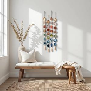 Agate naturelle de haute qualité faite à la main Boho tenture murale avec tranches de cristal naturel cristal de guérison maison salon décoration - Product Image 3