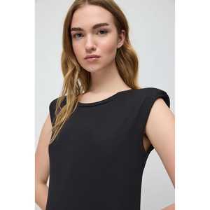 Midi Dress with <b>Shoulder</b> <b>Pads</b> and Side Slits - Product Image 3