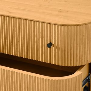 Commode moderne Lauren en bois de teck massif avec 5 tiroirs et finition marron naturel. - Product Image 6