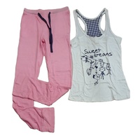 Pyjama 2 pièces sans manches pour femme en jersey 100 % coton, avec cordon de serrage au col, doux, respirant et séchage rapide, idéal printemps-automne