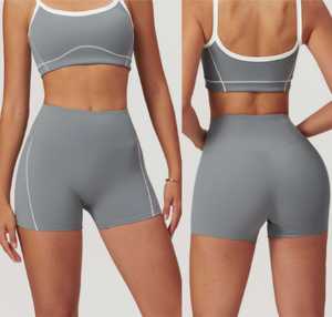 Ensemble de sport et yoga 2 pièces personnalisé pour femme, grande taille, délavé, avec short et taille haute, en matière confortable - Product Image 2
