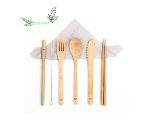 Ensemble de couverts en bambou | Ustensiles de voyage en bambou | Ustensiles en bambou en gros avec logo personnalisé par ECO2GO VIETNAM - Product Image 1