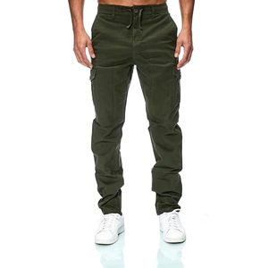 Trending Men's Casual Cargo Pants Custom Logo Mid Waist Straight Pattern Multi-Pockets Solid Color Cotton OEM Service - Product Image 1