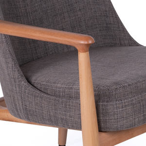 Silla Minimalista Rondic con Forma de Huevo, Tapizada en Tela Ahumada, Patas de Madera, Asiento Acolchado Cómodo, Diseño Elegante y Atemporal para Sala de Estar - Product Image 2