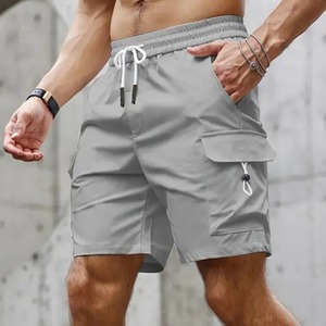 Pantalones cortos para correr impermeables de larga duración ecológicos para hombre, ropa de entrenamiento físico no tejida con patrón sólido para deportes de gimnasio - Product Image 4