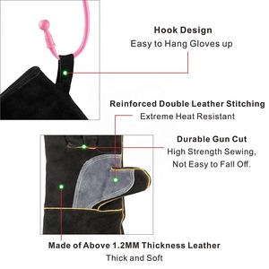 Soudage industriel en cuir Gants de soudage renforcés en cuir à manches longues de 16 "Fonction anti-chaleur industrielle - Product Image 3