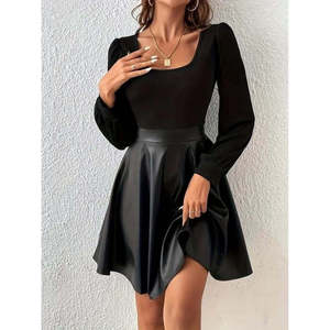 Vestido Mini de Viscosa con Cuello Cuadrado y Manga Larga para Mujer de Jane's - Elegante para Fiestas y Salidas Nocturnas - Product Image 1