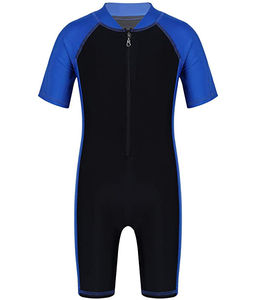 ชุดว่ายน้ำสำหรับเด็กทุกเพศชุดว่ายน้ำสั้นแบบมีซิปชุดว่ายน้ำแขนสั้นมีโลโก้ด้านหน้าสำหรับสาวและหนุ่มๆ - Product Image 1