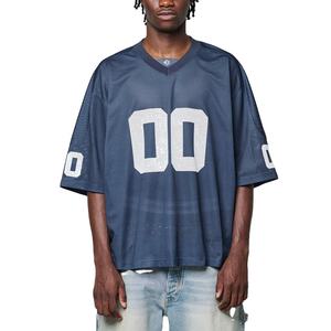 Maillot de football américain streetwear en mesh coupe oversize et carrée, numéro personnalisé, 100% polyester, marque privée pour les marques de mode - Product Image 1
