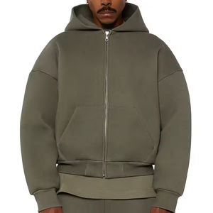 Wholesale <b>Mens</b> <b>Zip</b> <b>Up</b> Hoodie | French Terry Hoodie | Heavyweight Plain Cropped Luxury Vintage Plus Size Sweatshirt - Product Image 1