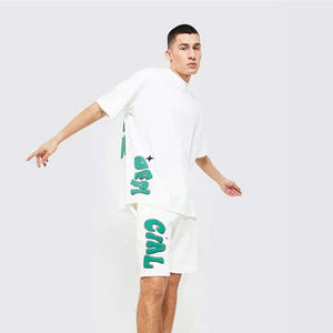 Traje de jogging de verano personalizado para hombre, conjunto corto de 2 piezas, Camiseta con estampado de abullonado en 3D y pantalones cortos, conjuntos de pantalones cortos para hombre - Product Image 3